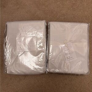 Pottery Barn Emery White Linen Blackout Curtains - Set of 2 Panels NWT